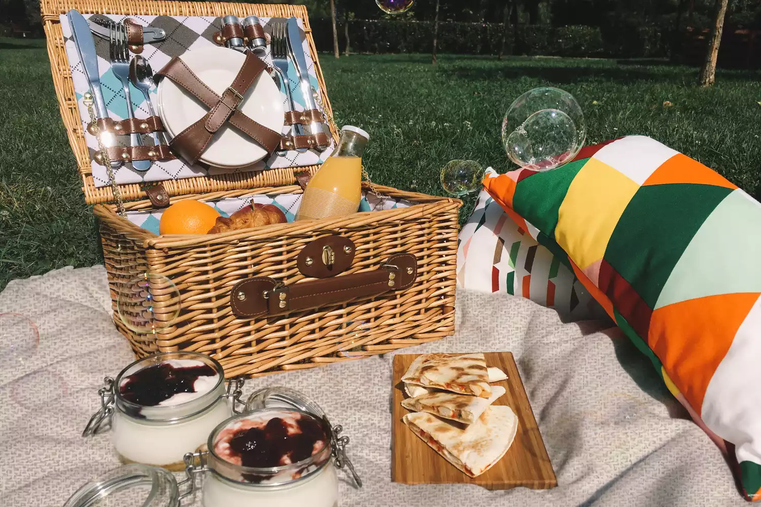 cream picnic blanket